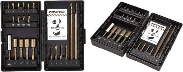 VEGA Industries - 21 Piece, Impact Driver Bit Set - #1 to #3, 1/4" Hex Drive, Phillips, Square, Torx Point - Exact Tool & Supply