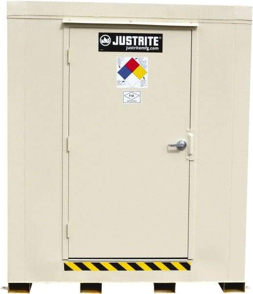 Justrite - 2 Drum, 75 Gal Sump Capacity, Locker - 6' Long x 3-1/2' Wide x 6.25' High, Galvanized Steel - Exact Tool & Supply