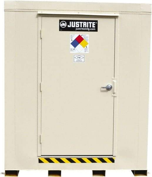 Justrite - 16 Drum, 288 Gal Sump Capacity, Locker - 10' Long x 9-1/2' Wide x 8.08' High, Galvanized Steel - Exact Tool & Supply