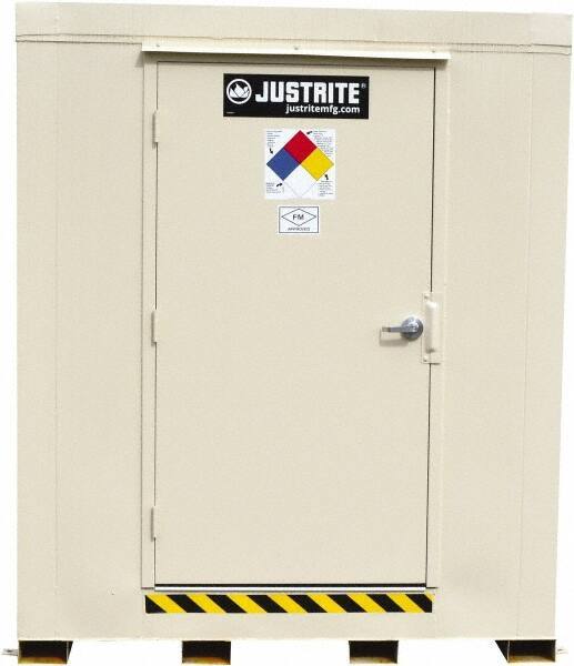 Justrite - 16 Drum, 288 Gal Sump Capacity, Locker - 10' Long x 9-1/2' Wide x 8.08' High, Galvanized Steel - Exact Tool & Supply
