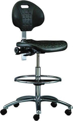 Bevco - 20-1/2 to 30-1/2" High Adjustable Height Swivel Stool - 27" Wide x 27" Deep, Polyurethane Seat, Black - Exact Tool & Supply