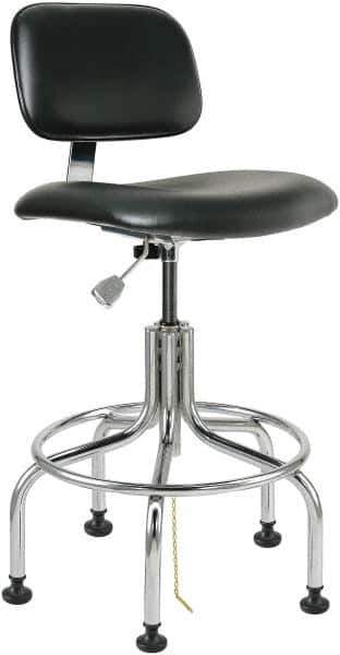 Bevco - 24-1/2 to 29-1/2" High Adjustable Height Swivel Stool - 22" Wide x 22" Deep, Vinyl Seat, Black - Exact Tool & Supply