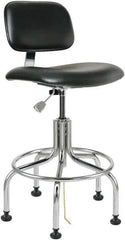 Bevco - 24-1/2 to 29-1/2" High Adjustable Height Swivel Stool - 22" Wide x 22" Deep, Vinyl Seat, Black - Exact Tool & Supply