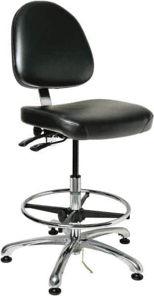 Bevco - 19 to 26-1/2" High Adjustable Height Swivel Stool - 27" Wide x 27" Deep, Vinyl Seat, Black - Exact Tool & Supply