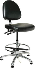 Bevco - 19 to 26-1/2" High Adjustable Height Swivel Stool - 27" Wide x 27" Deep, Vinyl Seat, Black - Exact Tool & Supply