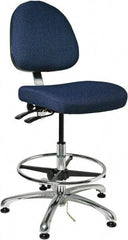 Bevco - 19 to 26-1/2" High Adjustable Height Swivel Stool - 27" Wide x 27" Deep, 100% Olefin Seat, Navy - Exact Tool & Supply
