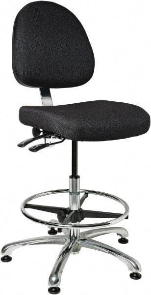 Bevco - 19 to 26-1/2" High Adjustable Height Swivel Stool - 27" Wide x 27" Deep, 100% Olefin Seat, Ebony - Exact Tool & Supply