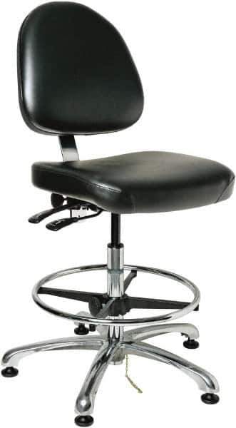 Bevco - 19 to 26-1/2" High Adjustable Height Swivel Stool - 27" Wide x 27" Deep, Vinyl Seat, Black - Exact Tool & Supply