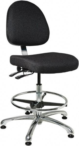 Bevco - 19 to 26-1/2" High Adjustable Height Swivel Stool - 27" Wide x 27" Deep, 100% Olefin Seat, Ebony - Exact Tool & Supply