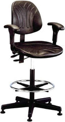 Bevco - 20 to 27-1/2" High Adjustable Height Swivel Stool - 27" Wide x 27" Deep, Polyurethane Seat, Black - Exact Tool & Supply
