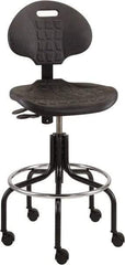 Bevco - 25 to 30" High Adjustable Height Swivel Stool - 27" Wide x 22" Deep, Polyurethane Seat, Black - Exact Tool & Supply