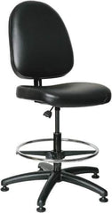 Bevco - 20 to 27-1/2" High Adjustable Height Swivel Stool - 27" Wide x 27" Deep, Vinyl Seat, Black - Exact Tool & Supply