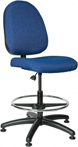 Bevco - 20 to 27-1/2" High Adjustable Height Swivel Stool - 27" Wide x 27" Deep, 100% Olefin Seat, Royal Blue - Exact Tool & Supply