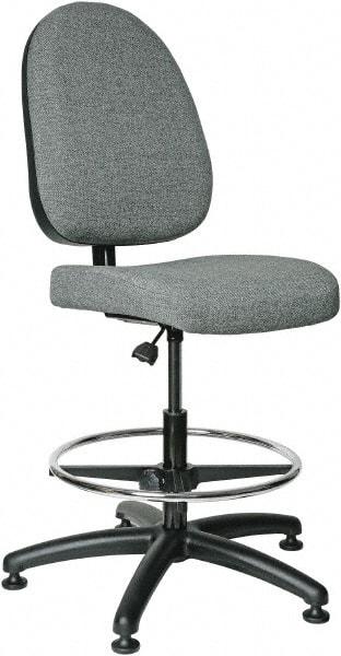 Bevco - 20 to 27-1/2" High Adjustable Height Swivel Stool - 27" Wide x 27" Deep, 100% Olefin Seat, Gray - Exact Tool & Supply