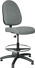 Bevco - 20 to 27-1/2" High Adjustable Height Swivel Stool - 27" Wide x 27" Deep, 100% Olefin Seat, Gray - Exact Tool & Supply