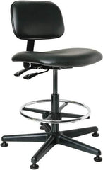 Bevco - 19-1/2 to 27" High Adjustable Height Swivel Stool - 27" Wide x 27" Deep, Vinyl Seat, Black - Exact Tool & Supply