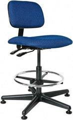 Bevco - 19-1/2 to 27" High Adjustable Height Swivel Stool - 27" Wide x 27" Deep, 100% Olefin Seat, Royal Blue - Exact Tool & Supply