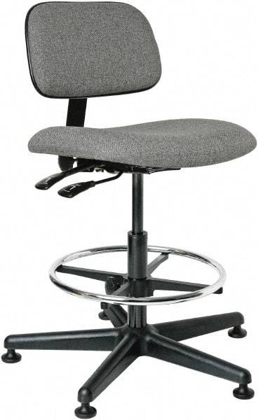 Bevco - 19-1/2 to 27" High Adjustable Height Swivel Stool - 27" Wide x 27" Deep, 100% Olefin Seat, Gray - Exact Tool & Supply