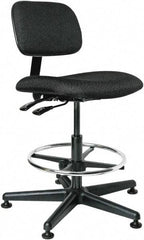 Bevco - 19-1/2 to 27" High Adjustable Height Swivel Stool - 27" Wide x 27" Deep, 100% Olefin Seat, Black - Exact Tool & Supply