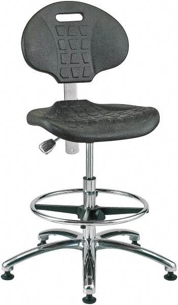 Bevco - 20-1/2 to 30-1/2" High Adjustable Height Swivel Stool - 27" Wide x 27" Deep, Polyurethane Seat, Black - Exact Tool & Supply