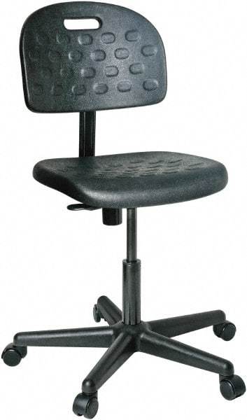 Bevco - 16 to 21" High Adjustable Height Swivel Stool - 25" Wide x 25" Deep, Polyurethane Seat, Black - Exact Tool & Supply