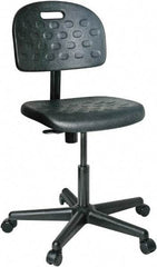 Bevco - 16 to 21" High Adjustable Height Swivel Stool - 25" Wide x 25" Deep, Polyurethane Seat, Black - Exact Tool & Supply