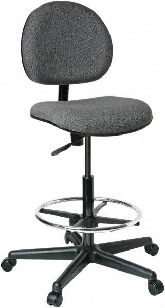 Bevco - 21 to 31" High Adjustable Height Swivel Stool - 27" Wide x 27" Deep, 100% Olefin Seat, Gray - Exact Tool & Supply