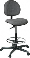 Bevco - 21 to 31" High Adjustable Height Swivel Stool - 27" Wide x 27" Deep, 100% Olefin Seat, Gray - Exact Tool & Supply