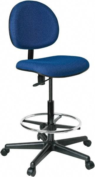 Bevco - 21 to 31" High Adjustable Height Swivel Stool - 27" Wide x 27" Deep, 100% Olefin Seat, Blue - Exact Tool & Supply