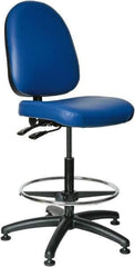 Bevco - 24 to 34" High Adjustable Height Swivel Stool - 27" Wide x 27" Deep, Vinyl Seat, Blue - Exact Tool & Supply