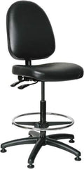 Bevco - 24 to 34" High Adjustable Height Swivel Stool - 27" Wide x 27" Deep, Vinyl Seat, Black - Exact Tool & Supply