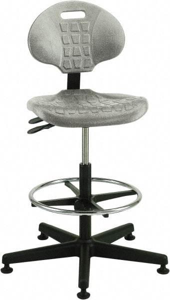 Bevco - 21 to 31" High Adjustable Height Swivel Stool - 27" Wide x 27" Deep, Polyurethane Seat, Gray - Exact Tool & Supply