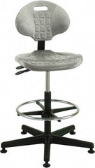 Bevco - 21 to 31" High Adjustable Height Swivel Stool - 27" Wide x 27" Deep, Polyurethane Seat, Gray - Exact Tool & Supply