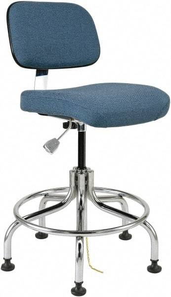 Bevco - 20 to 25" High Adjustable Height Swivel Stool - 27" Wide x 22" Deep, Conductive Cloth Seat, Slate Blue - Exact Tool & Supply