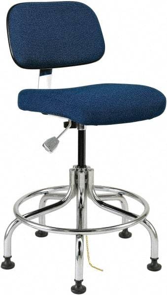Bevco - 20 to 25" High Adjustable Height Swivel Stool - 27" Wide x 22" Deep, Conductive Cloth Seat, Gray - Exact Tool & Supply
