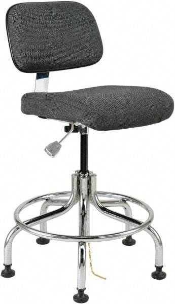 Bevco - 20 to 25" High Adjustable Height Swivel Stool - 27" Wide x 22" Deep, Conductive Cloth Seat, Gray - Exact Tool & Supply