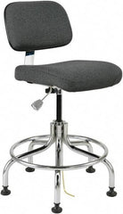 Bevco - 20 to 25" High Adjustable Height Swivel Stool - 27" Wide x 22" Deep, Conductive Cloth Seat, Gray - Exact Tool & Supply