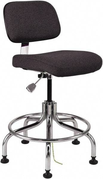 Bevco - 20 to 25" High Adjustable Height Swivel Stool - 27" Wide x 22" Deep, Conductive Cloth Seat, Ebony - Exact Tool & Supply