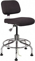 Bevco - 20 to 25" High Adjustable Height Swivel Stool - 27" Wide x 22" Deep, Conductive Cloth Seat, Ebony - Exact Tool & Supply