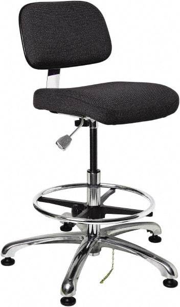 Bevco - 19 to 26-1/2" High Adjustable Height Swivel Stool - 27" Wide x 27" Deep, Conductive Cloth Seat, Ebony - Exact Tool & Supply