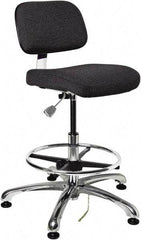 Bevco - 19 to 26-1/2" High Adjustable Height Swivel Stool - 27" Wide x 27" Deep, Conductive Cloth Seat, Ebony - Exact Tool & Supply