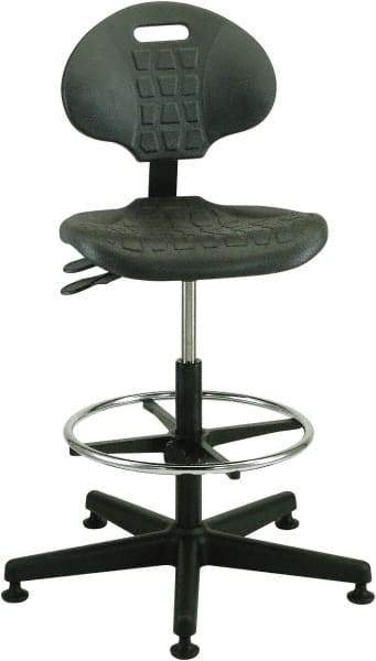 Bevco - 21 to 31" High Adjustable Height Swivel Stool - 27" Wide x 27" Deep, Polyurethane Seat, Black - Exact Tool & Supply