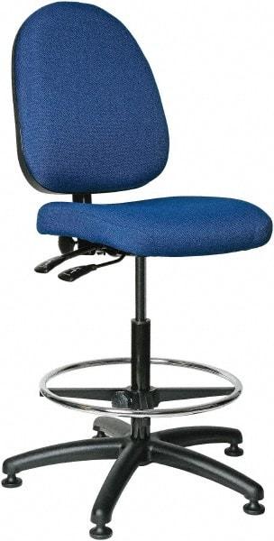 Bevco - 24 to 34" High Adjustable Height Swivel Stool - 27" Wide x 27" Deep, 100% Olefin Seat, Royal Blue - Exact Tool & Supply