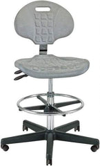 Bevco - 21 to 31" High Adjustable Height Swivel Stool - 27" Wide x 27" Deep, Polyurethane Seat, Gray - Exact Tool & Supply