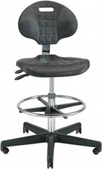 Bevco - 21 to 31" High Adjustable Height Swivel Stool - 27" Wide x 27" Deep, Polyurethane Seat, Black - Exact Tool & Supply