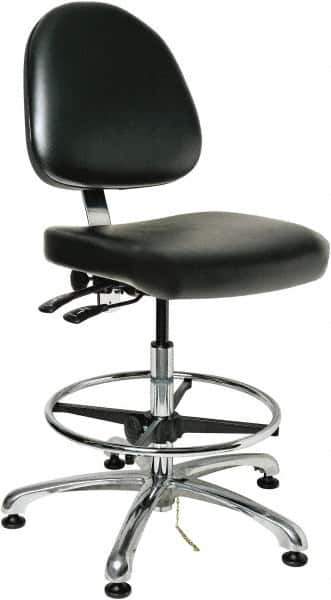 Bevco - 19 to 26-1/2" High Adjustable Height Swivel Stool - 27" Wide x 27" Deep, ESD Vinyl Seat, Black - Exact Tool & Supply
