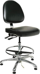 Bevco - 19 to 26-1/2" High Adjustable Height Swivel Stool - 27" Wide x 27" Deep, ESD Vinyl Seat, Black - Exact Tool & Supply
