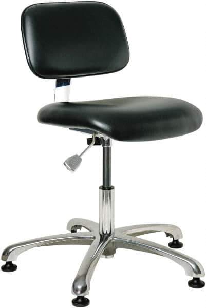 Bevco - 17 to 22" High Adjustable Height Swivel Stool - 25" Wide x 25" Deep, Vinyl Seat, Black - Exact Tool & Supply