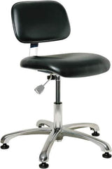 Bevco - 17 to 22" High Adjustable Height Swivel Stool - 25" Wide x 25" Deep, Vinyl Seat, Black - Exact Tool & Supply