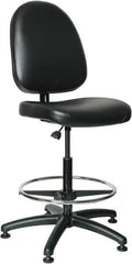 Bevco - 24 to 34" High Adjustable Height Swivel Stool - 27" Wide x 27" Deep, Vinyl Seat, Black - Exact Tool & Supply